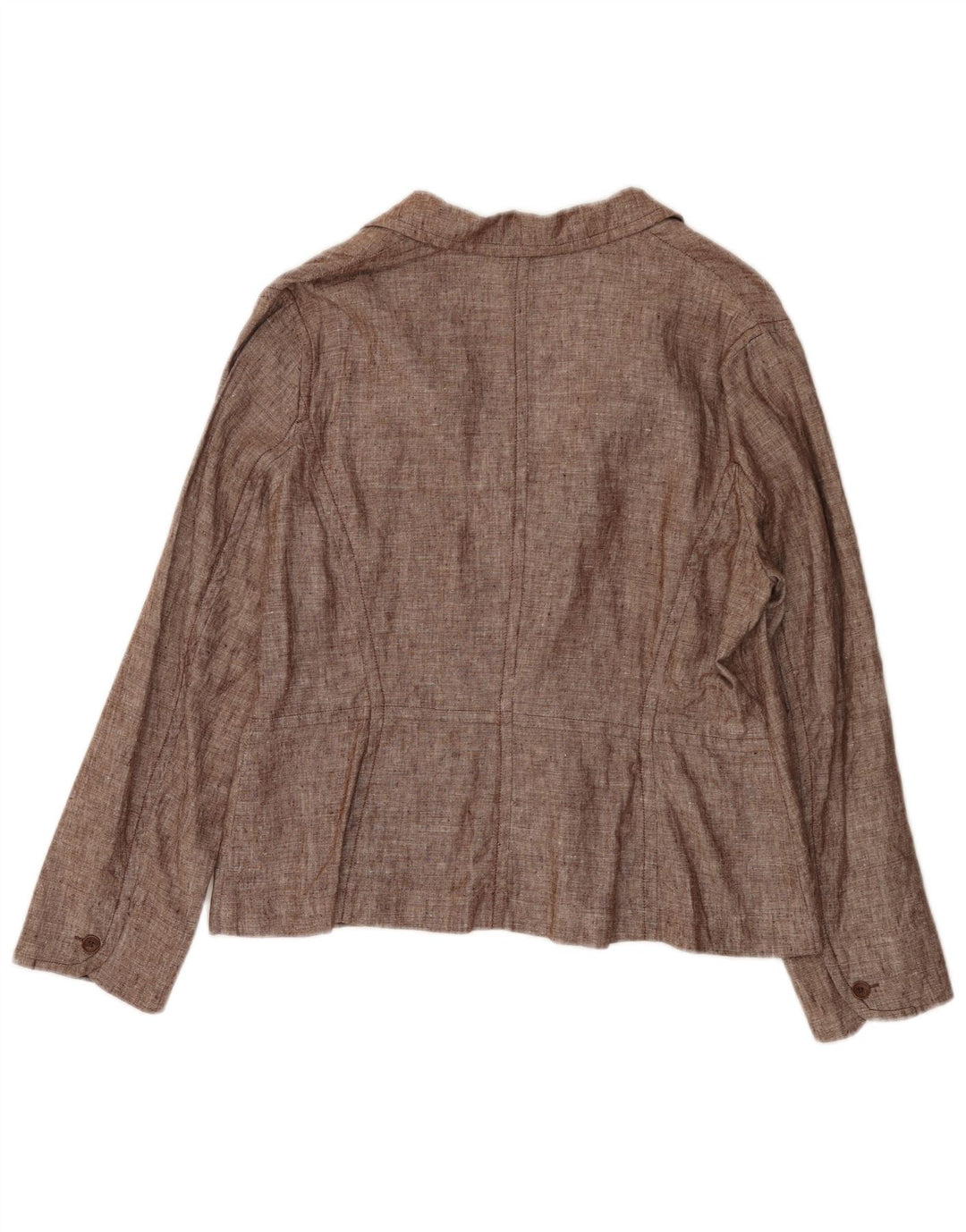 MONSONON Женский пиджак на 2 пуговицах UK 18 XL Коричневый льняной пиджак