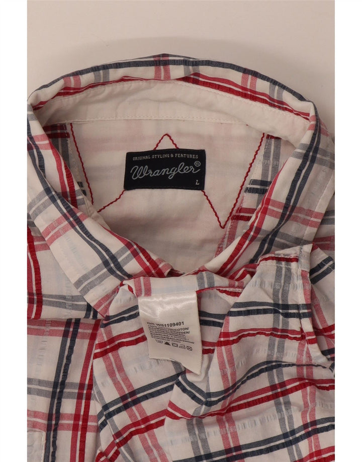Мужская рубашка с коротким рукавом Wrangler, большая белая клетчатая хлопковая рубашка