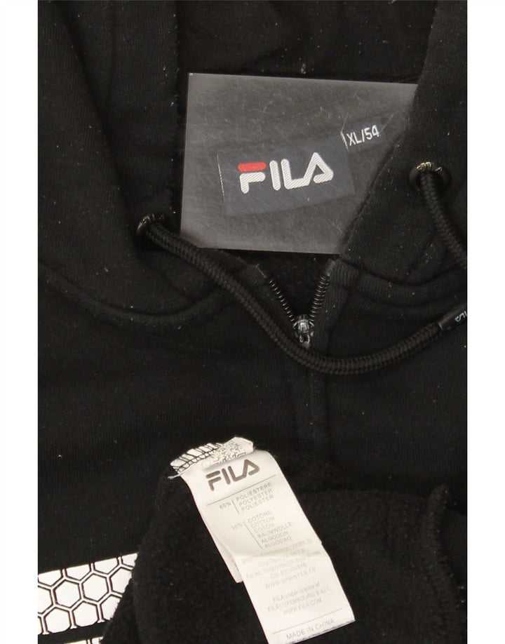 Fila Мужской свитер с капюшоном и молнией с графическим рисунком XL, черный полиэстер