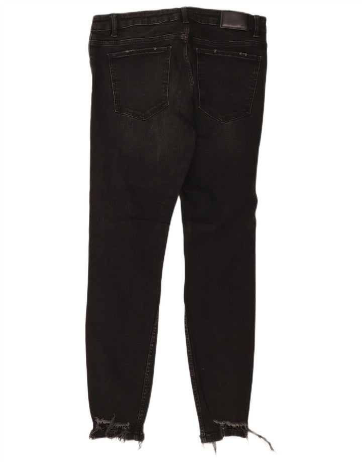 Женские потертые узкие джинсы Zara EU 40 Medium W30 L27, черный хлопок