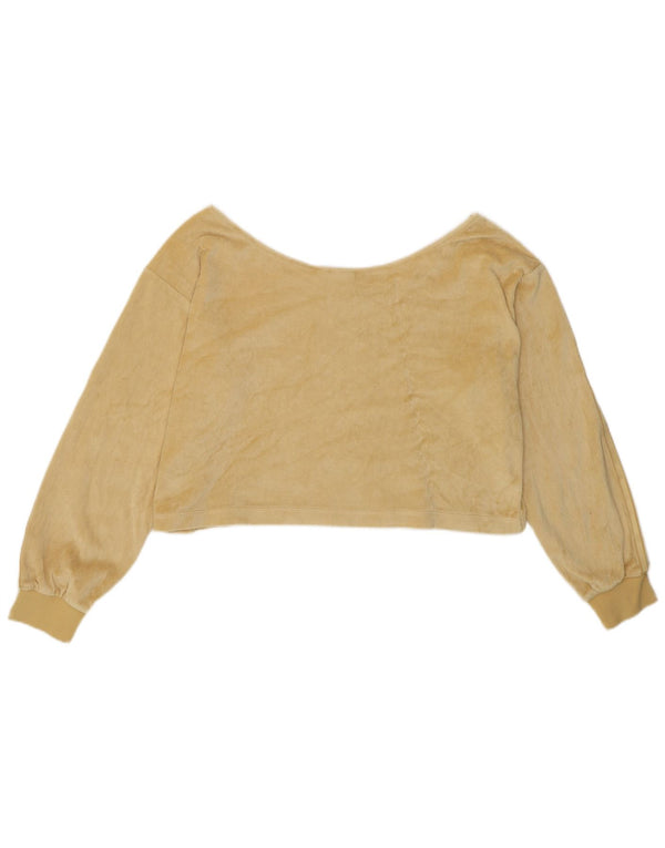 ADIDAS Женский укороченный топ с открытыми плечами большого размера UK 10, маленький желтый хлопок