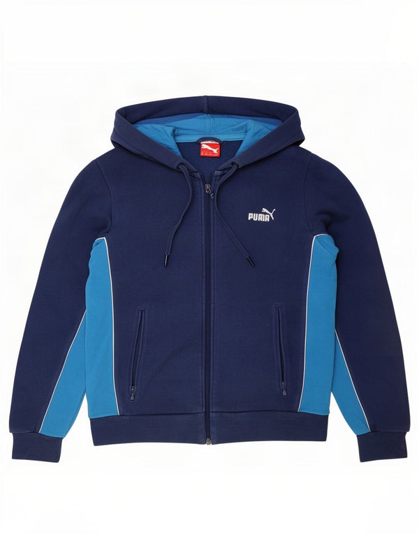 Мужской свитер с капюшоном на молнии Puma, маленький, темно-синий, цветной блок