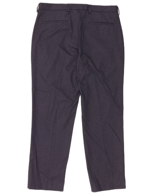 Мужские прямые костюмные брюки Marks & Spencer W34 L29 темно-синие из полиэстера