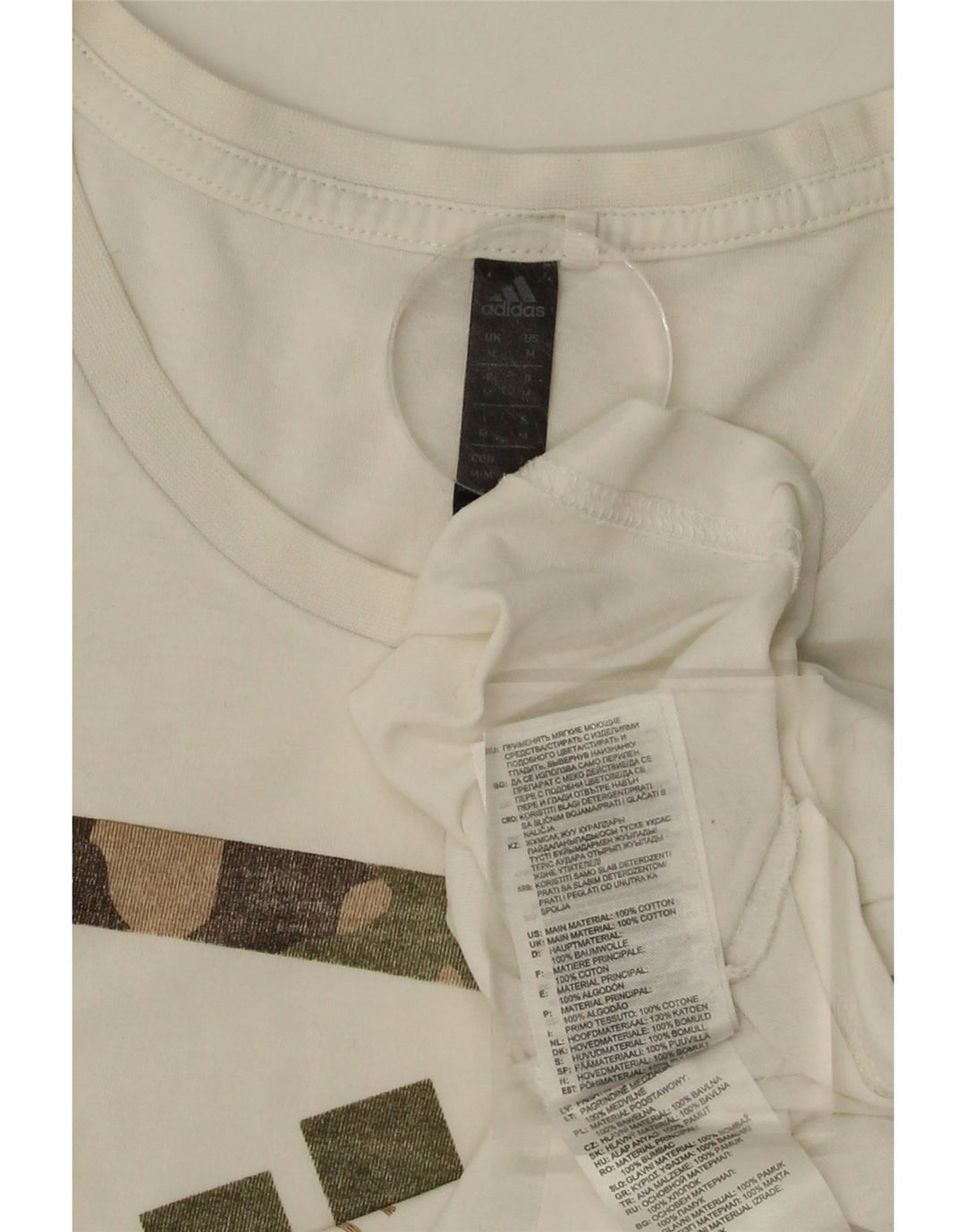 ADIDAS Mens Graphic T-Shirt Top Medium White Cotton Vintage Adidas and Second-Hand Adidas from Messina Hembry 