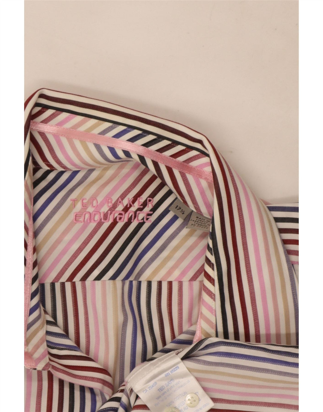 Мужская деловая рубашка Ted Baker, размер 17 1/2 XL, хлопок в разноцветную полоску