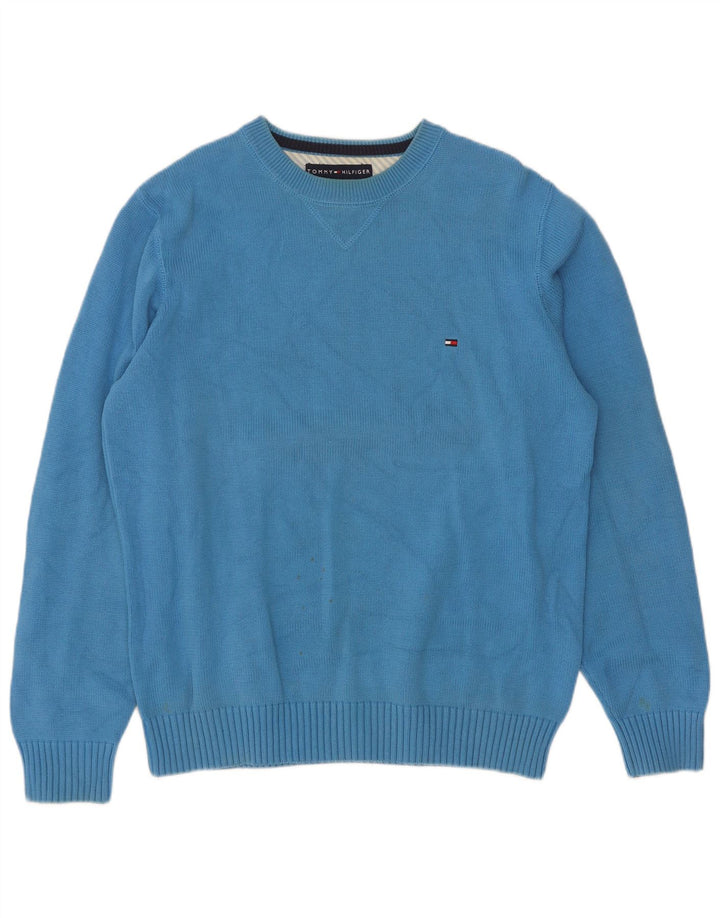 Мужской джемпер с круглым вырезом Tommy Hilfiger, хлопок среднего цвета, синий