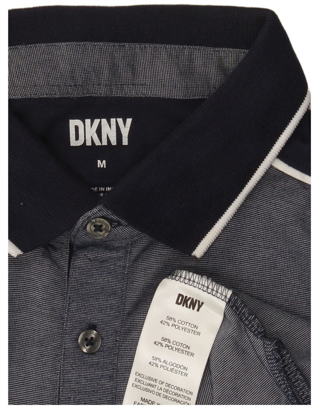 Мужская рубашка-поло DKNY, темно-синяя, хлопковая, среднего размера