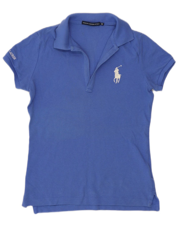 Женская рубашка поло с графическим рисунком Ralph Lauren UK 6 XS, синяя хлопковая