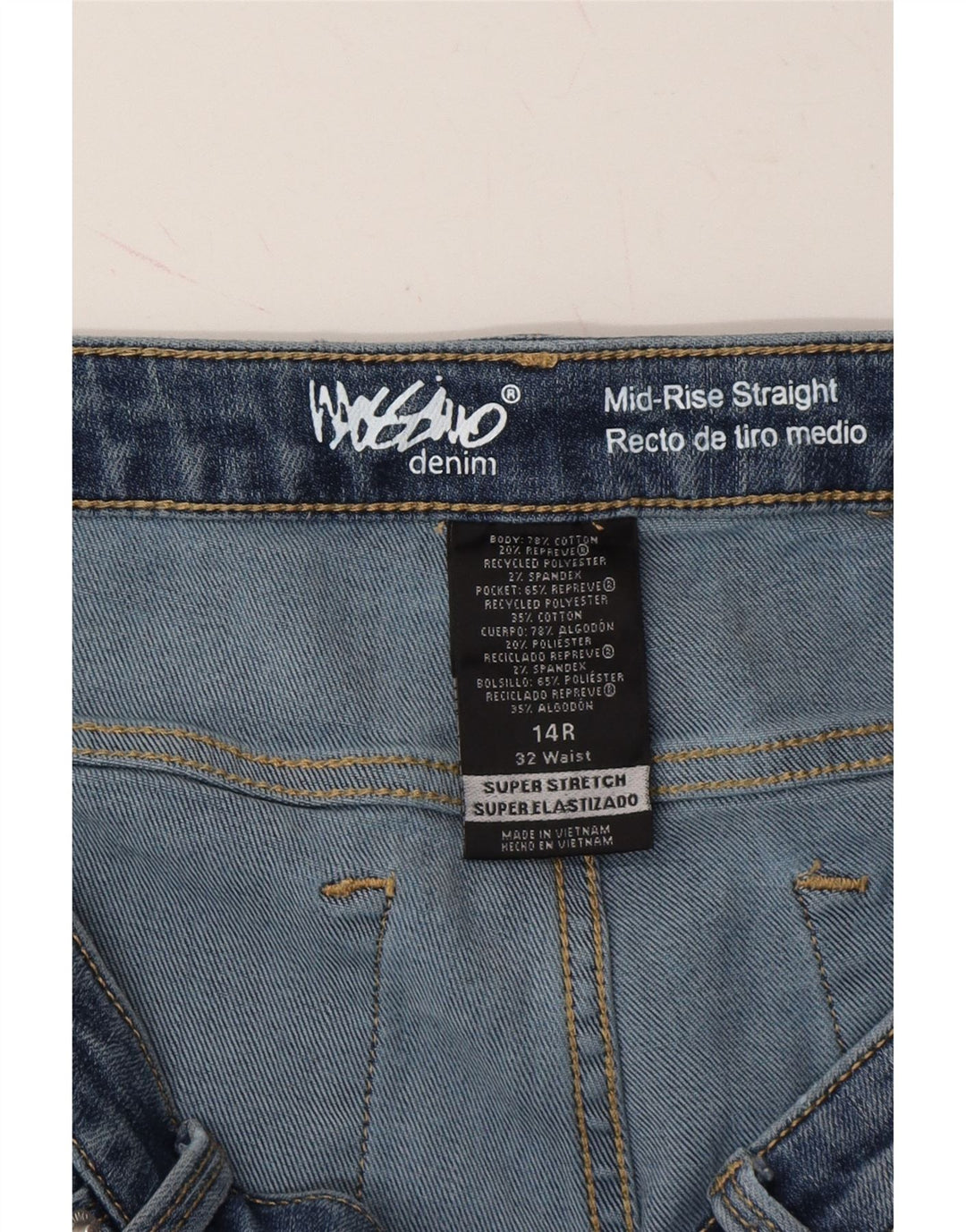 MOSSIMO Womens Mid Rise Straight Cropped Jeans Size 14 Large W32 L23 Blue Vintage Mossimo and Second-Hand Mossimo from Messina Hembry 