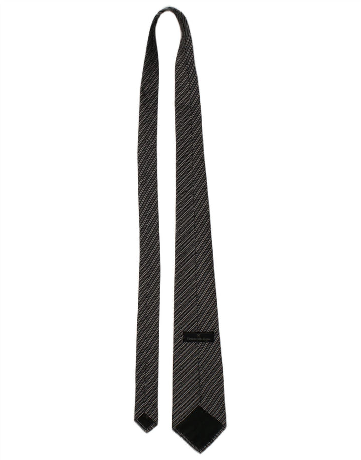 ERMENEGILDO ZEGNA Mens Tie One Size Black Striped Silk Classic