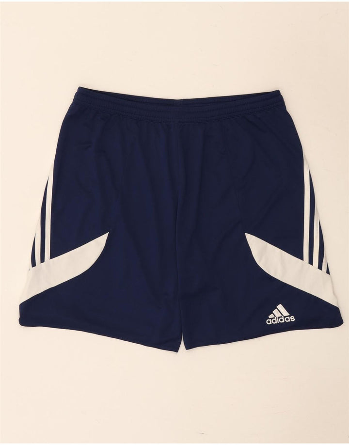Мужские спортивные шорты Adidas Climalite, большие темно-синие, полиэстер с цветными блоками