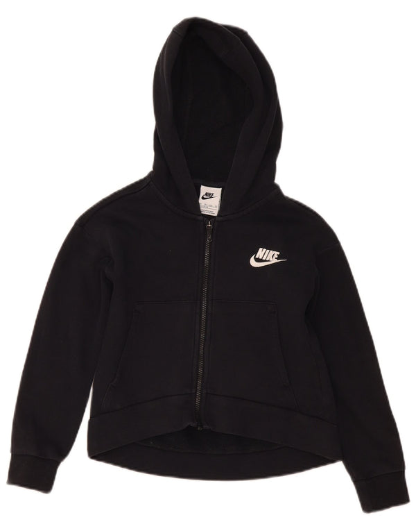 Свитер с капюшоном на молнии для девочек Nike, 7–8 лет, XS, черный, хлопок