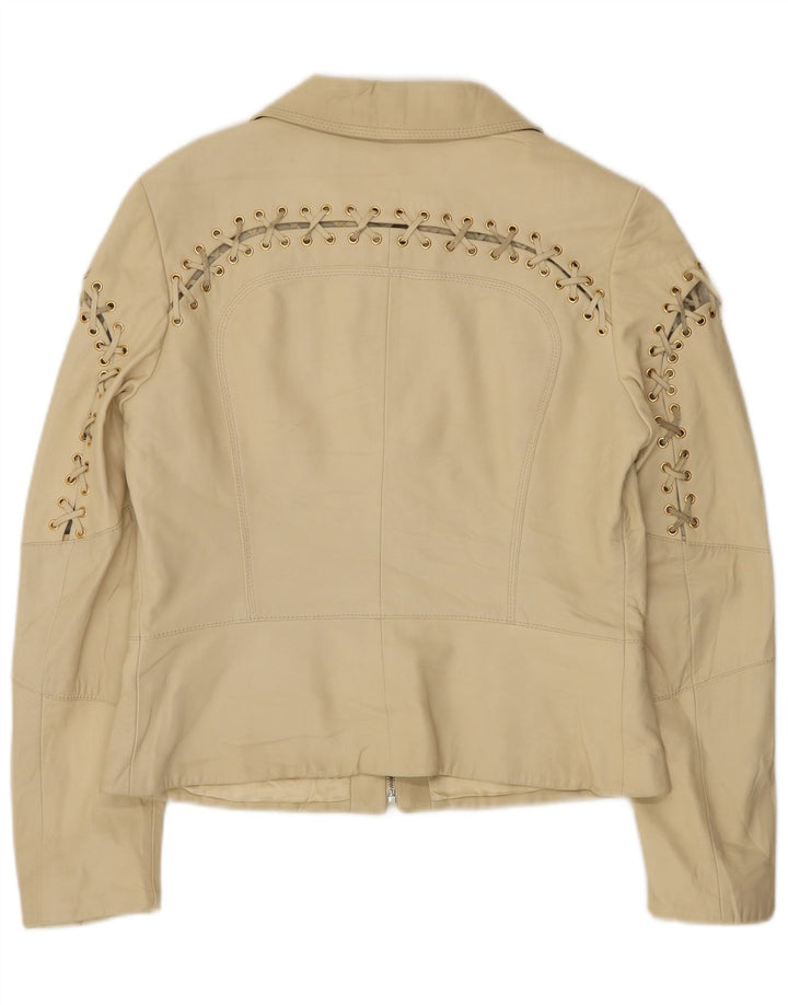 Винтажная женская кожаная куртка IT 42 Medium Beige Leather