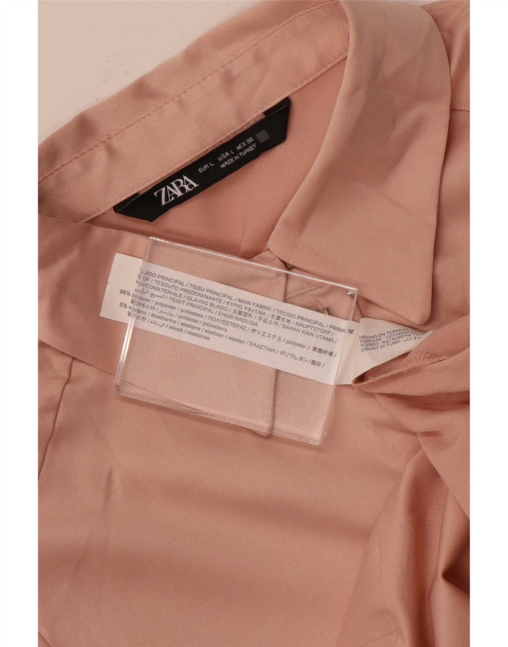 Женское боди-рубашка Zara UK 14, большой розовый полиэстер