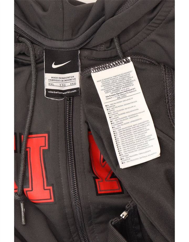 Мужской свитер с капюшоном и молнией с графическим рисунком Nike 2XL, серый полиэстер