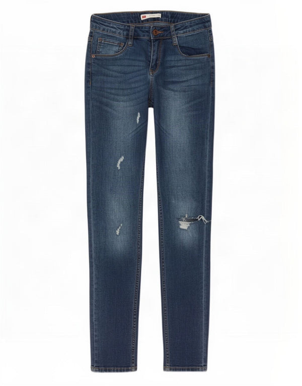 Джинсы скинни Levi's Girls 711 с потертостями, 13–14 лет W26 L30, синий хлопок