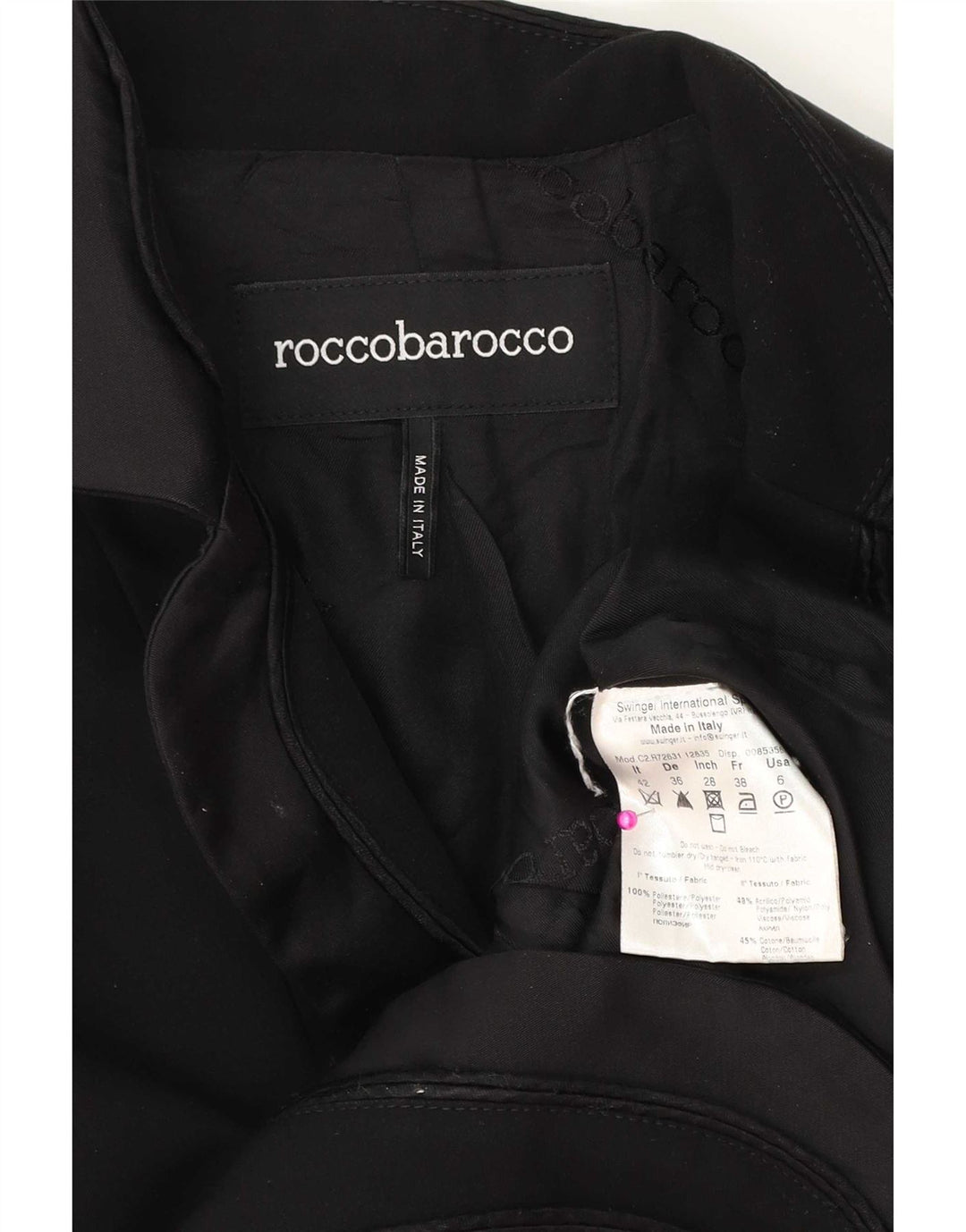 Женский пиджак на 2 пуговицах Roccobarocco IT 42, средний черный, полиэстер