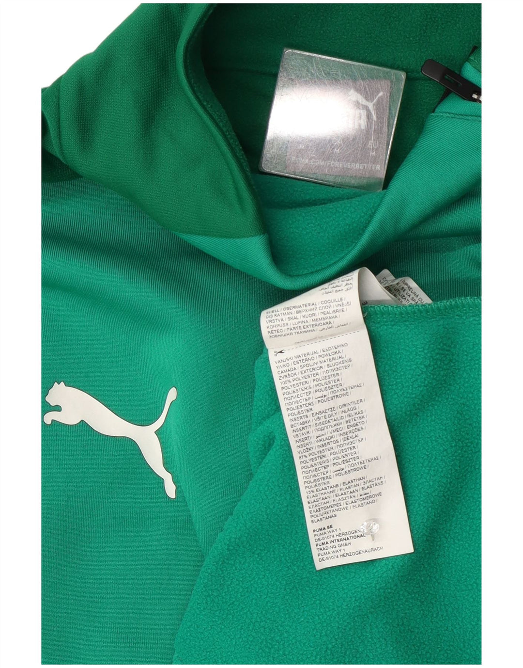 Мужской свитшот с воротником на молнии Puma, средний зеленый полиэстер с цветными блоками