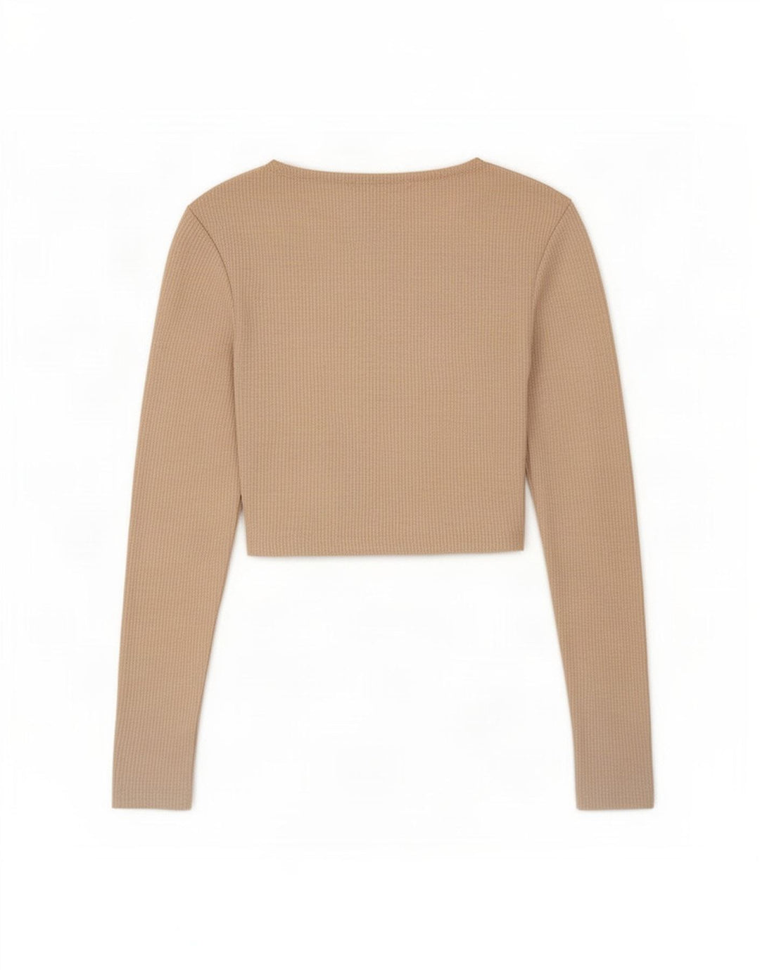 Женский укороченный топ Zara с длинным рукавом UK 8, маленький, бежевый, полиэстер