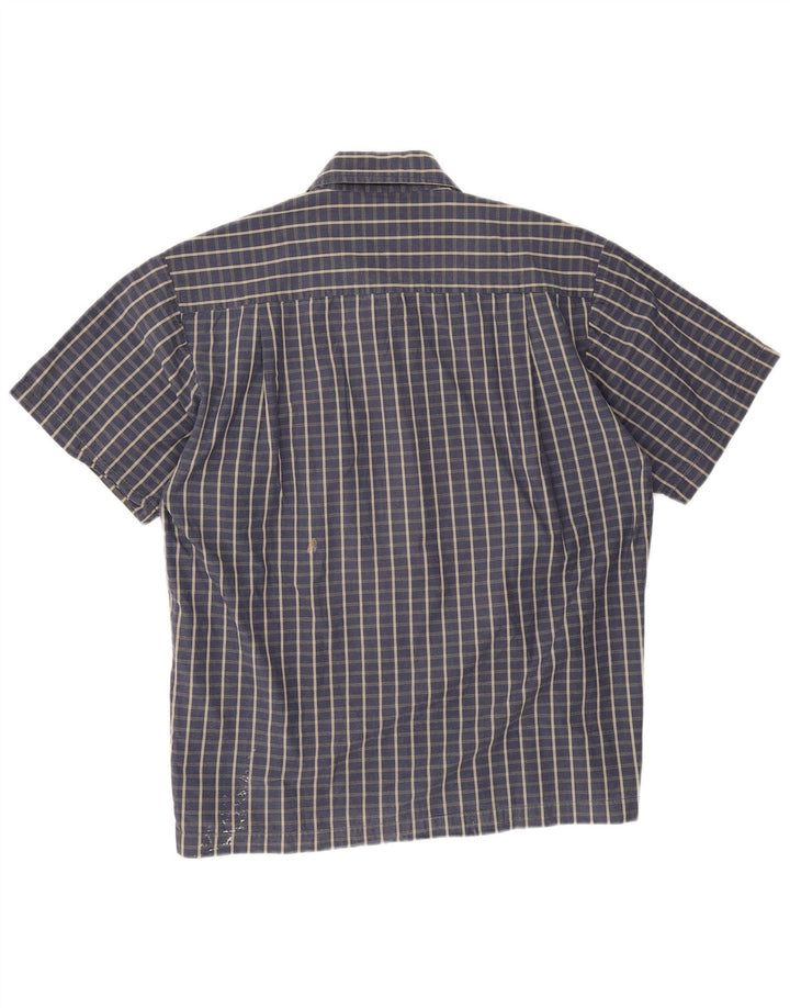 Мужская рубашка с коротким рукавом Dickies, темно-синяя, хлопковая, в клетку среднего размера