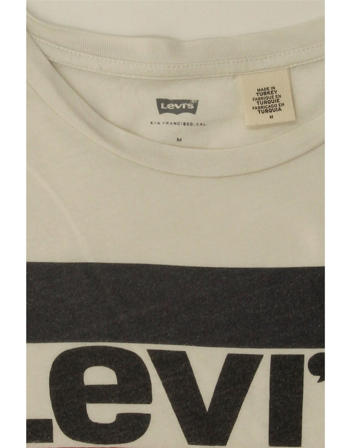 LEVI'S Womens Graphic T-Shirt Top UK 12 Medium White Cotton Vintage Levi's and Second-Hand Levi's from Messina Hembry 