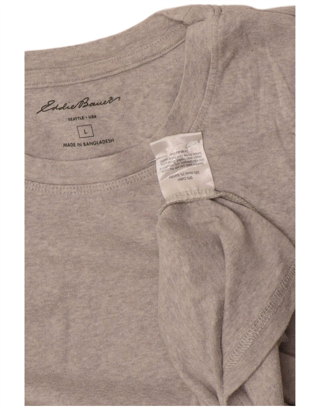 EDDIE BAUER Женский топ с длинным рукавом UK 14, большой серый хлопок