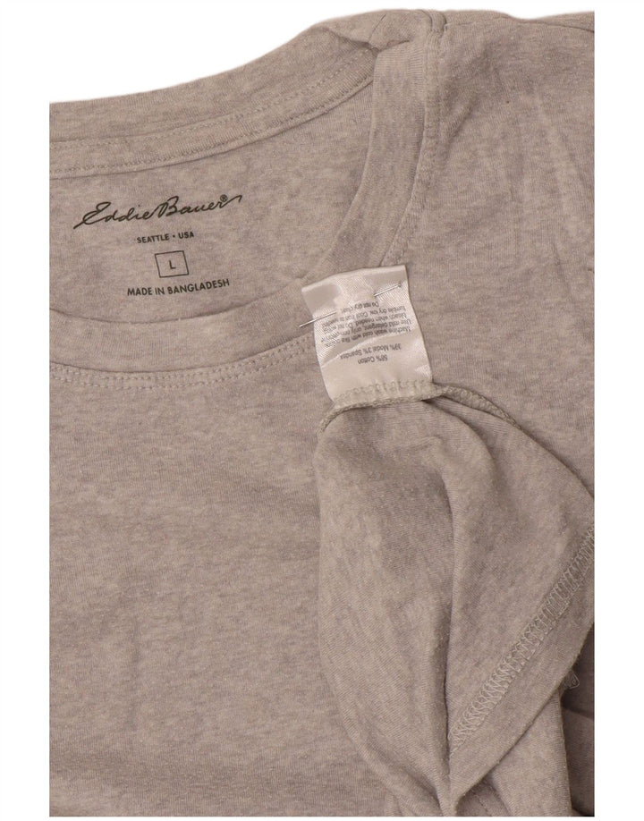 EDDIE BAUER Женский топ с длинным рукавом UK 14, большой серый хлопок