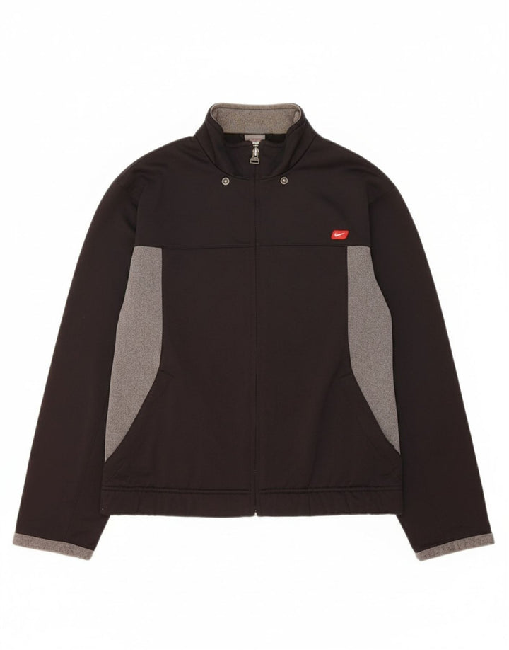 NIKE Boys Tracksuit Top Jacket 14-15 Years Large Black Colourblock