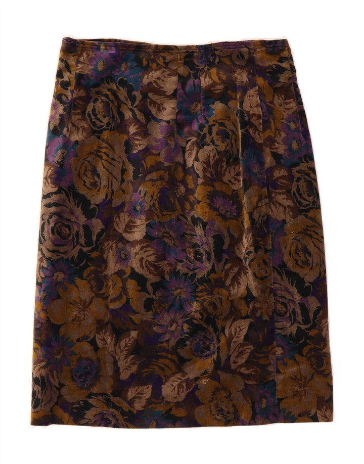 ANDREA MARE Womens Straight Skirt Medium W28  Brown Floral Cotton Vintage Andrea Mare and Second-Hand Andrea Mare from Messina Hembry 