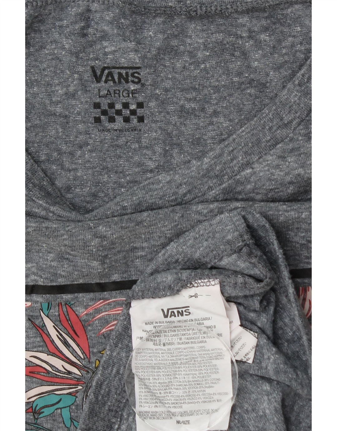 Женская футболка с рисунком VANS Top UK 14, большой серый цветочный полиэстер