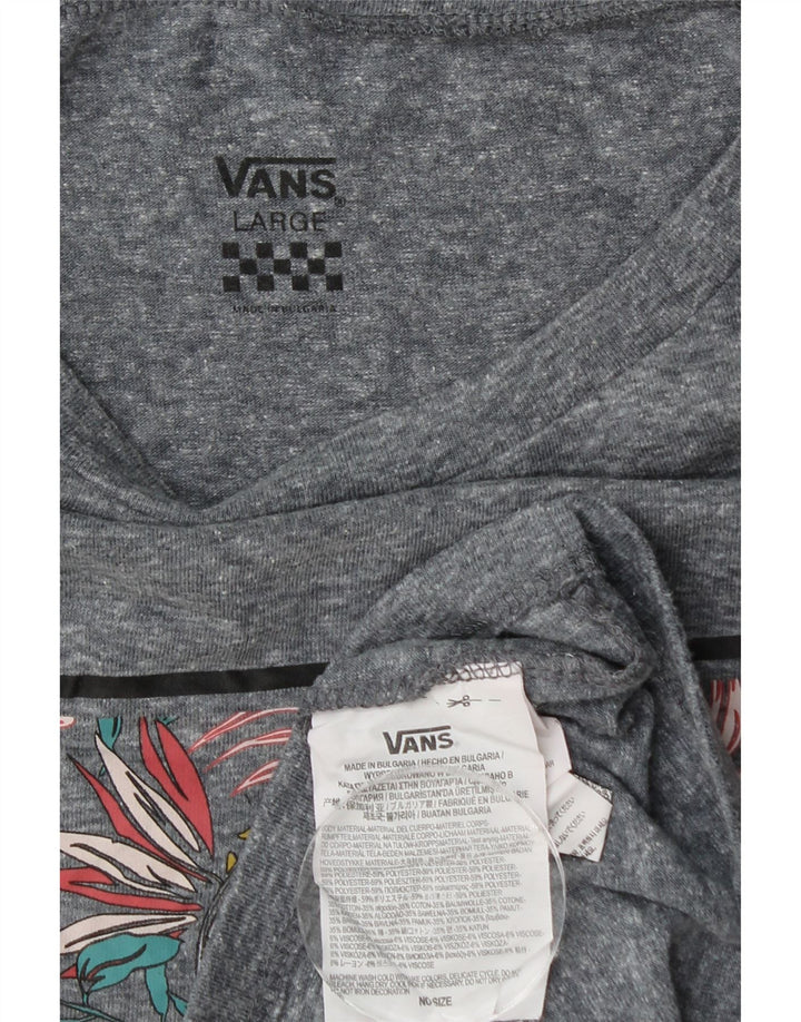 Женская футболка с рисунком VANS Top UK 14, большой серый цветочный полиэстер
