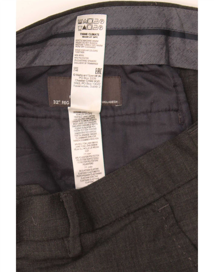 Мужские костюмные брюки классического кроя Marks & Spencer W32 L31 серые шерстяные