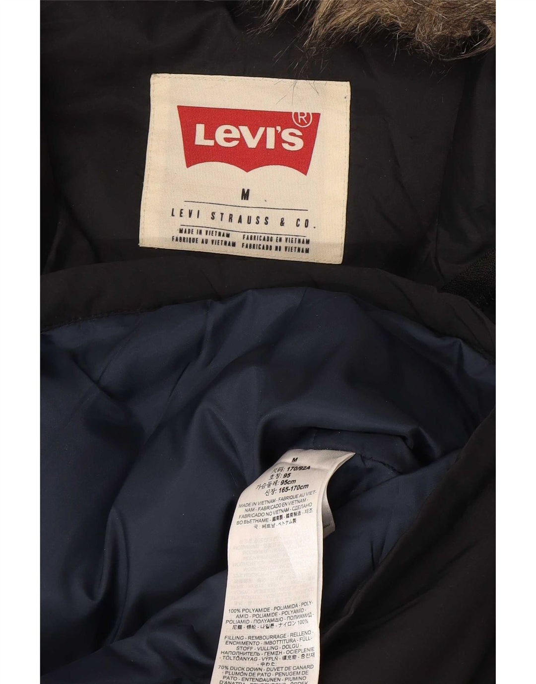 Мужское стеганое пальто с капюшоном Levi's UK 38, средний черный, полиамид
