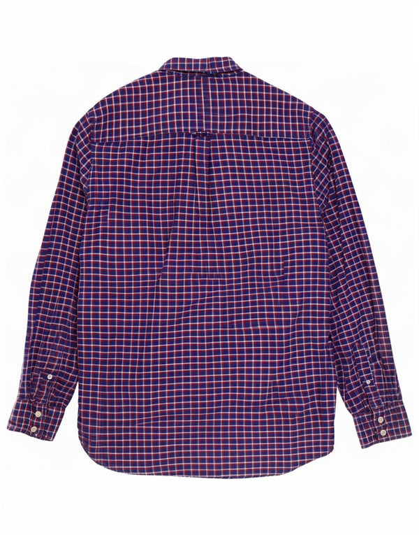 Crew Clothing Мужская фланелевая рубашка классического кроя среднего размера, темно-синяя клетка, хлопок