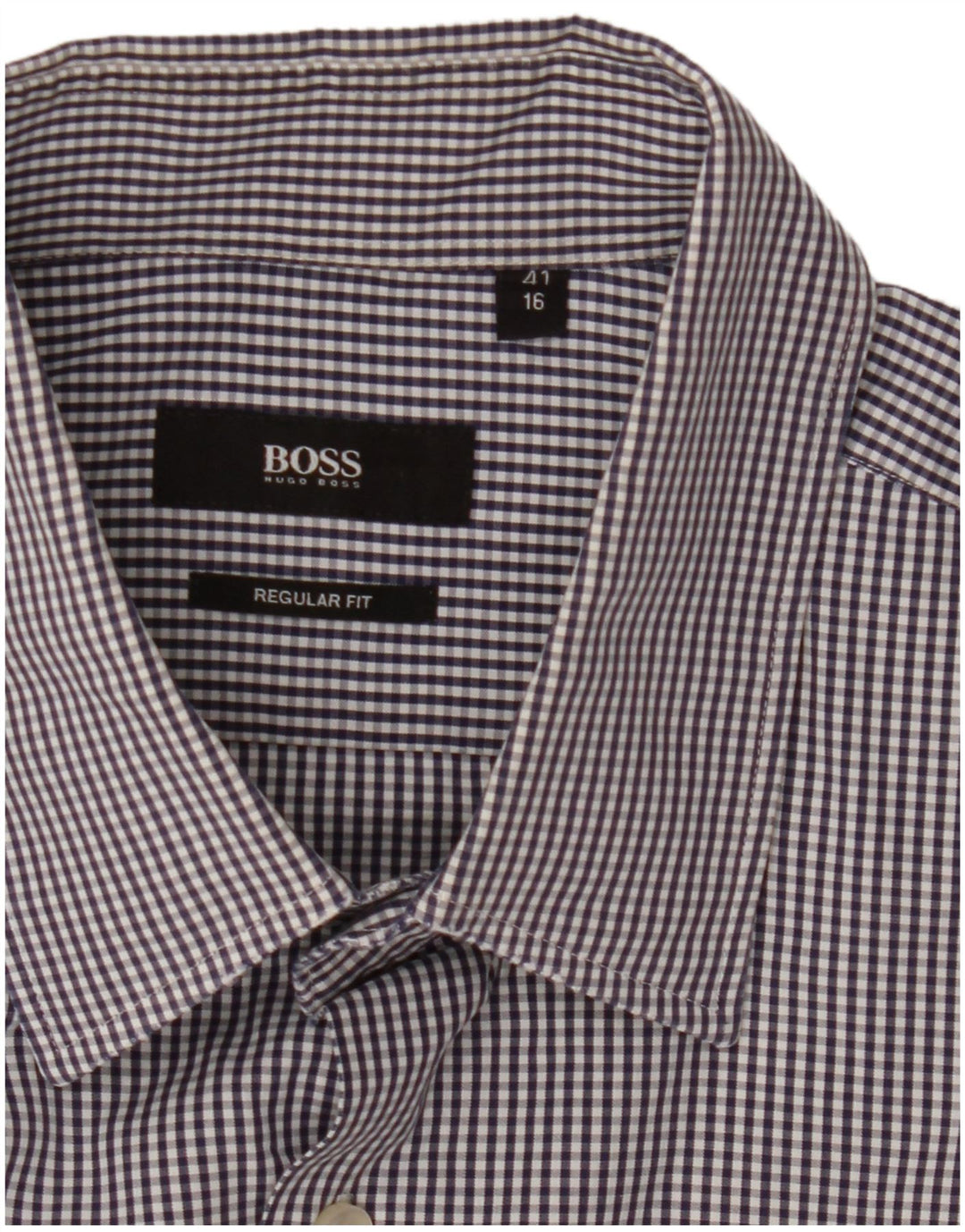 Мужская рубашка стандартного кроя Hugo Boss, размер 41, 16, большая синяя клетка