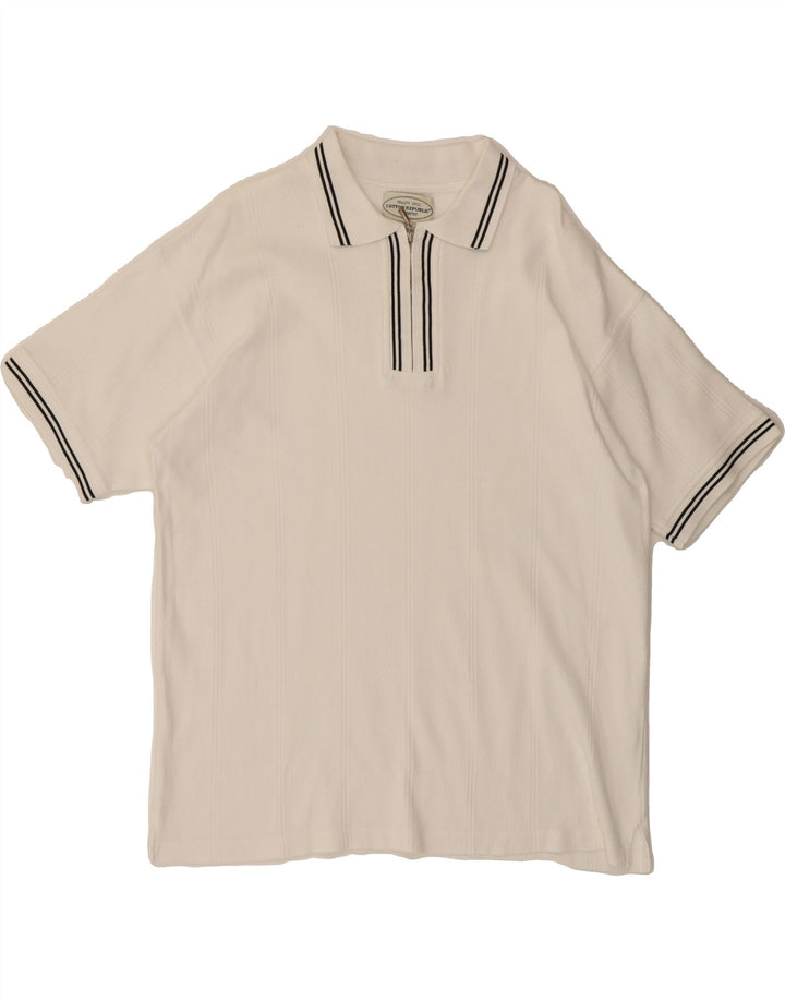 COTTON REPUBLIC Mens Polo Shirt Large White Cotton Vintage Cotton Republic and Second-Hand Cotton Republic from Messina Hembry 