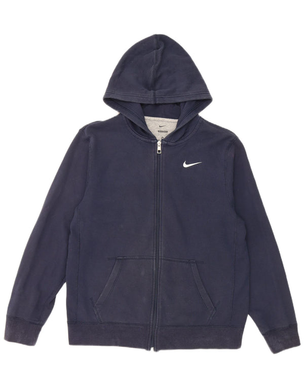 Свитер с капюшоном на молнии для мальчиков Nike, 13–14 лет, темно-синий, хлопковый