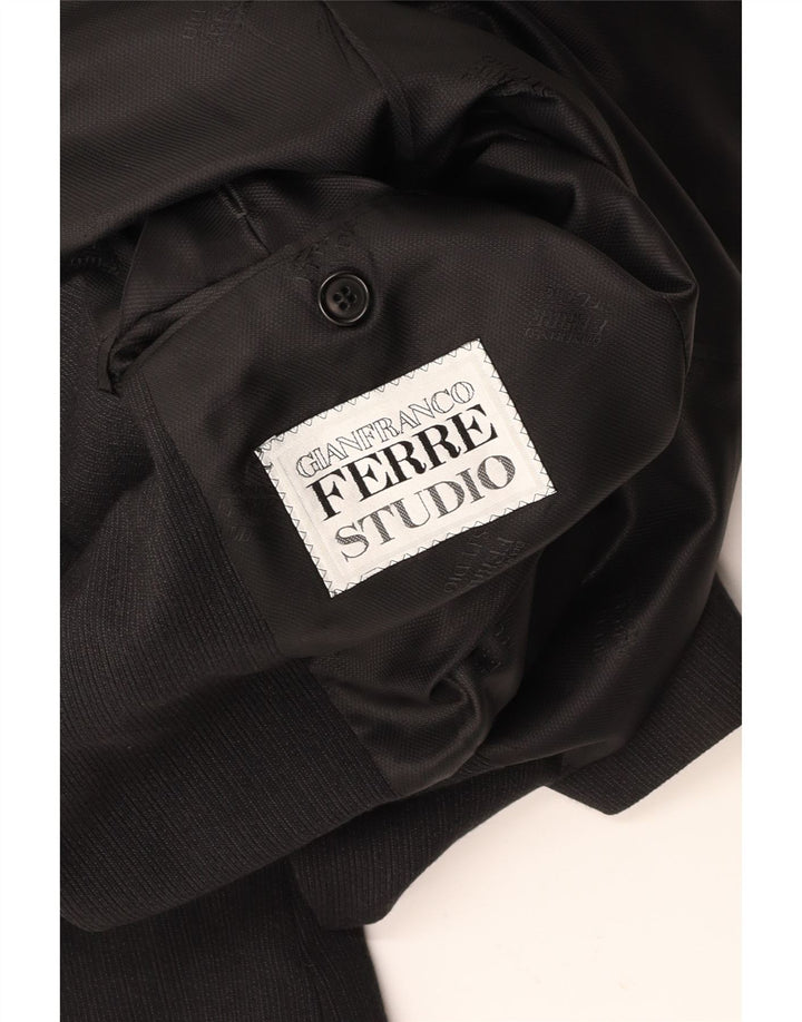 Мужской пиджак GIANFRANCO FERRE на 3 пуговицах UK 38, средний черный в тонкую полоску