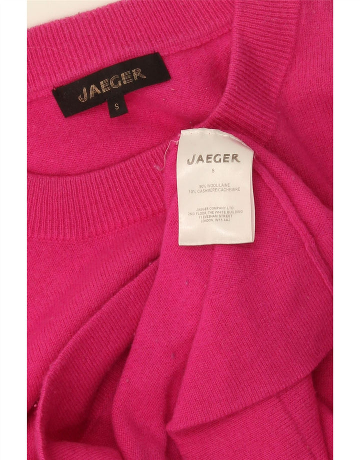 Женский джемпер Jaeger с круглым вырезом, Великобритания, 10, маленький, розовый, шерсть