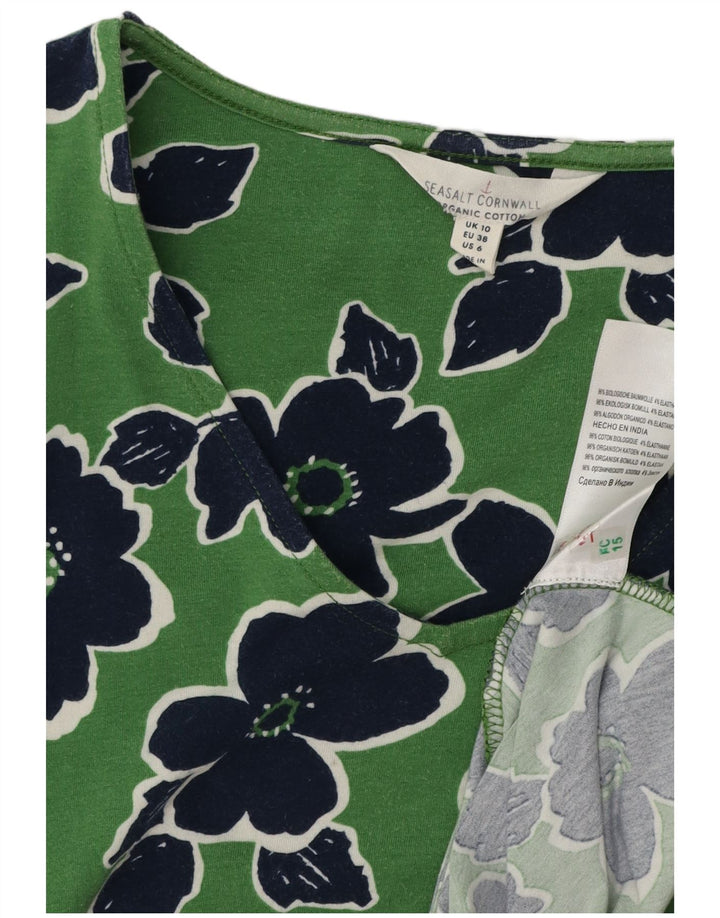 Женское платье трапециевидного силуэта SEASALT CORNWALL, Великобритания, 10 маленьких размеров, зеленый цветочный хлопок