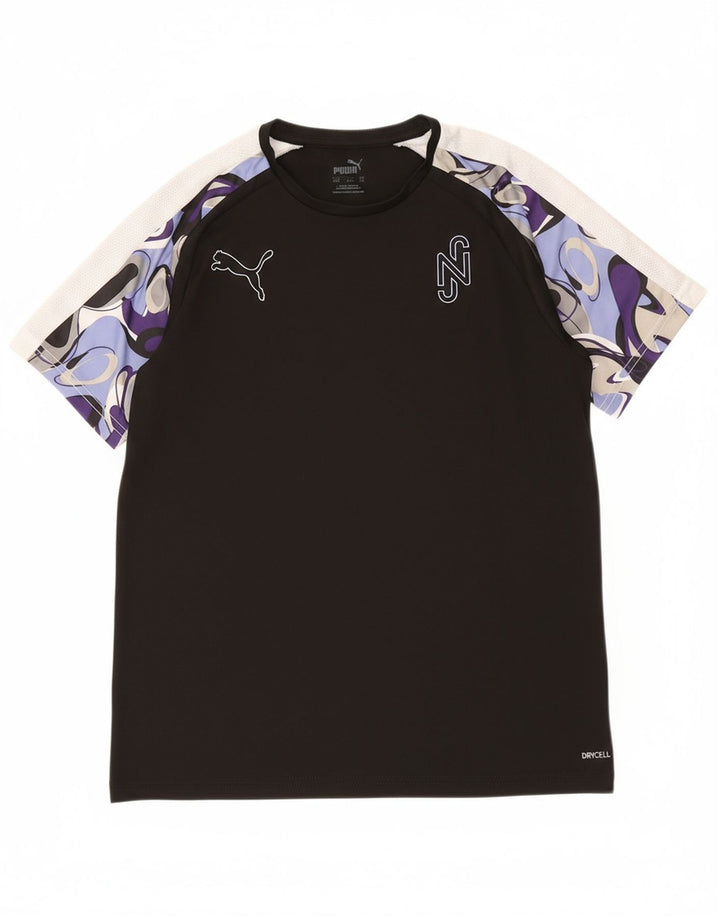 PUMA Boys T-Shirt Top 13-14 Years Black Colourblock Polyester