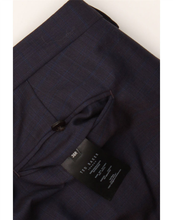 Мужские узкие брюки Ted Baker W36 L31 из шерсти темно-синего цвета