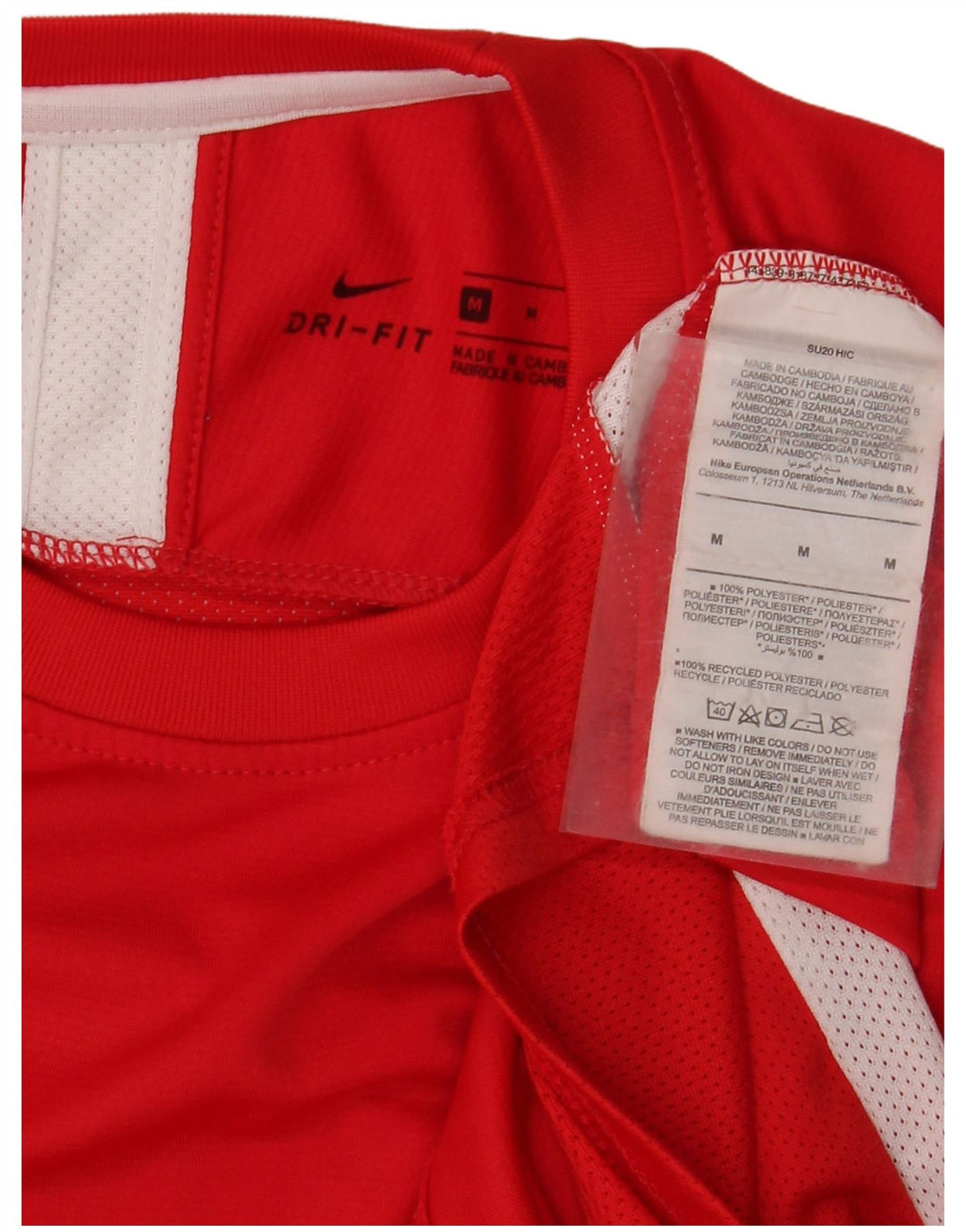 Мужская футболка Nike Dri Fit Верх среднего красного цвета из полиэстера с цветными блоками