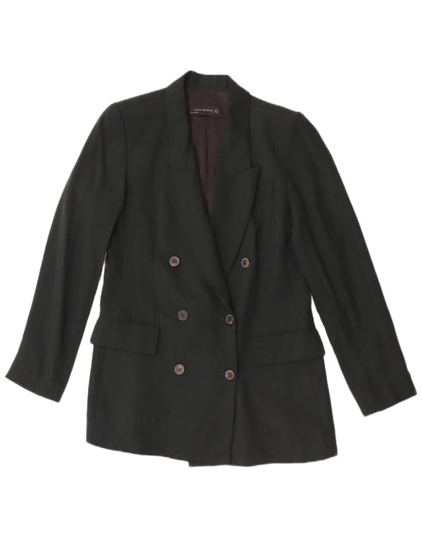 Женский двубортный пиджак Zara UK 10, маленький зеленый лиоцелл