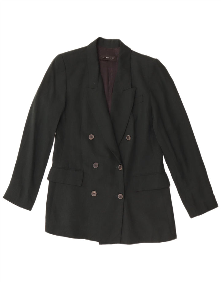 Женский двубортный пиджак Zara UK 10, маленький зеленый лиоцелл