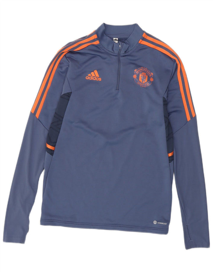 Мужской спортивный костюм Adidas Manchester United с пуловером, маленький синий, с цветными блоками