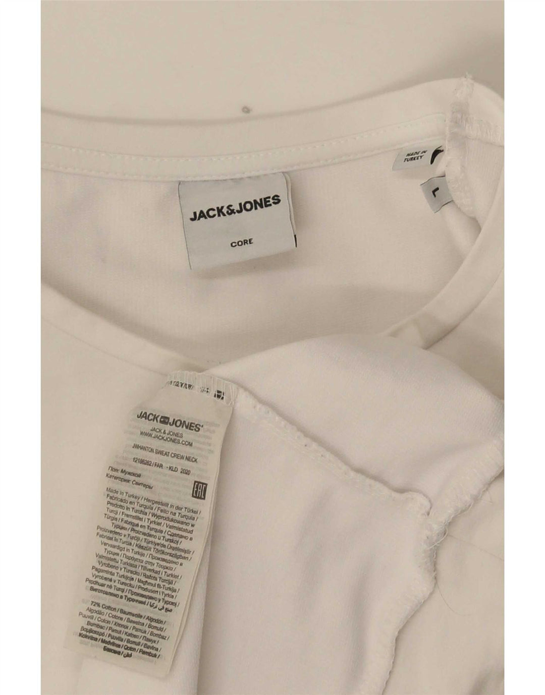Мужской свитшот с рисунком Jack & Jones, большой белый хлопковый джемпер
