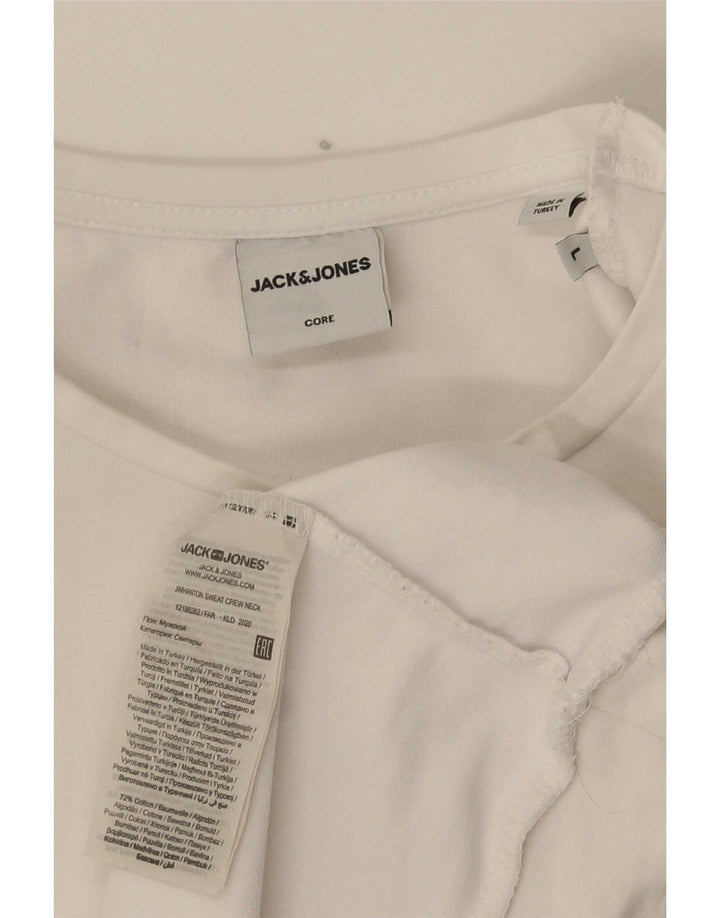 Мужской свитшот с рисунком Jack & Jones, большой белый хлопковый джемпер