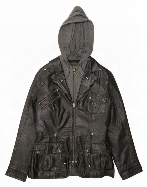 Conbipel Женская кожаная куртка с капюшоном IT 42 Medium Black