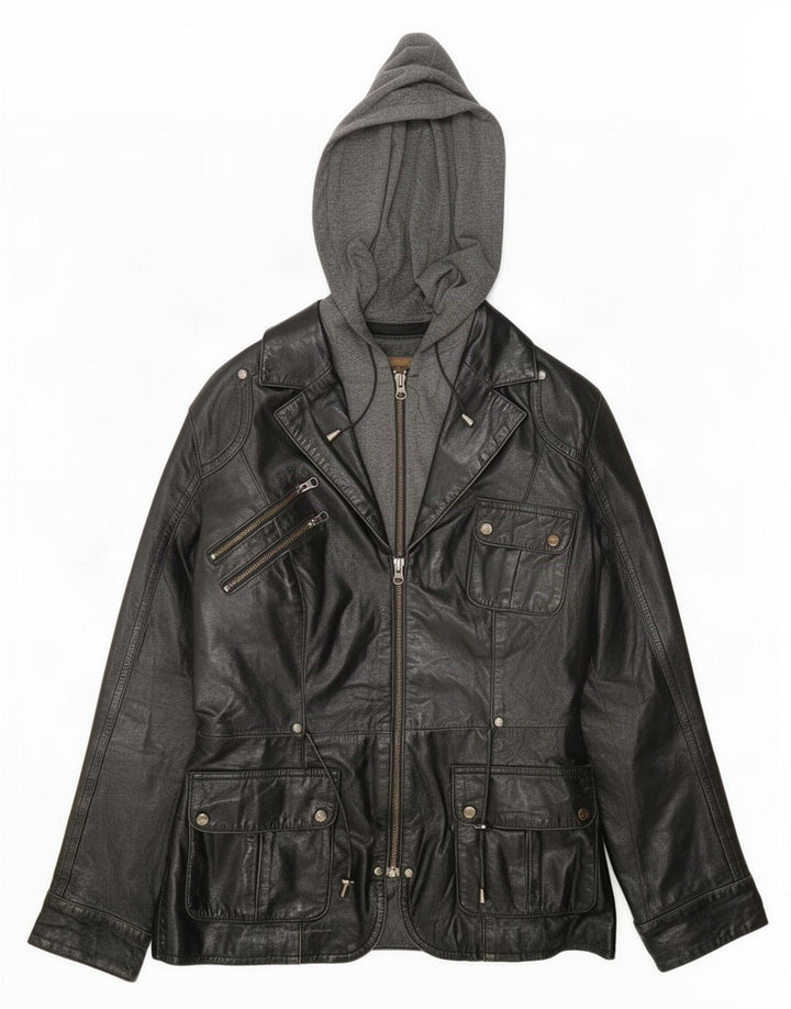 Conbipel Женская кожаная куртка с капюшоном IT 42 Medium Black